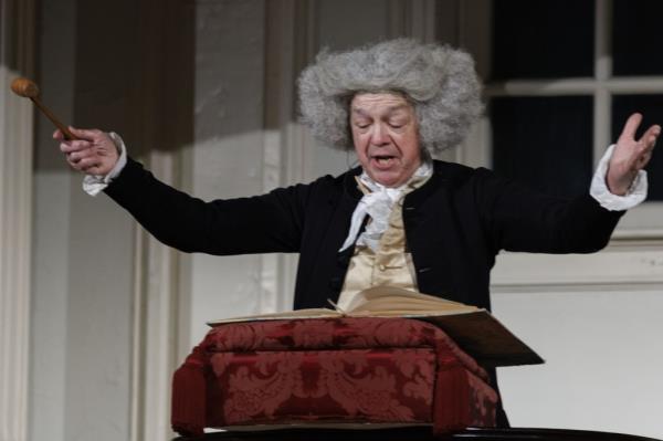 An actor portrays Samuel Savagae during the reenactment of the "Meeting of the Body of the People" inside the Old South Meeting House during the celebration of the 250th Anniversary of the Boston Tea Party on Dec. 16, 2023.