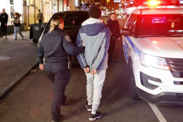 NYPD at the scene of a male stabbed between 25th and 26th Street on Park Avenue and is likely. NYPD on 28 Street at juveniles in custody, possibly related to the stabbing.(nypostinhouse) (Kevin C. Downs for The New York Post)