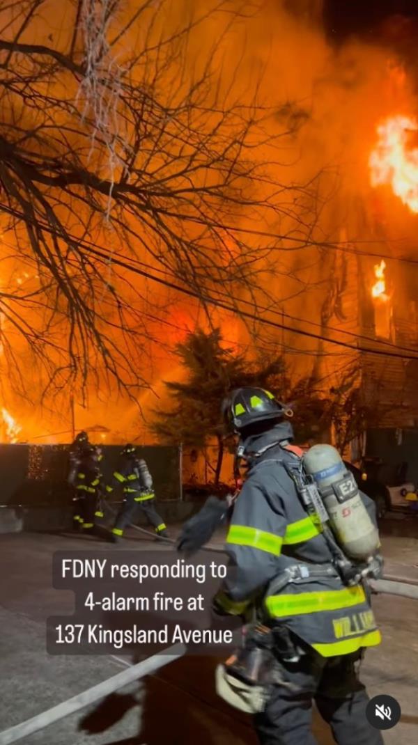 The raging, fast-moving fire erupted inside a home on Kingsland Avenue near Lombardy Street in Williamsburg around 4 a.m. and spread to adjoining buildings.