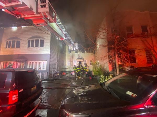 The raging, fast-moving fire erupted inside a home on Kingsland Avenue near Lombardy Street in Williamsburg around 4 a.m. and spread to adjoining buildings.